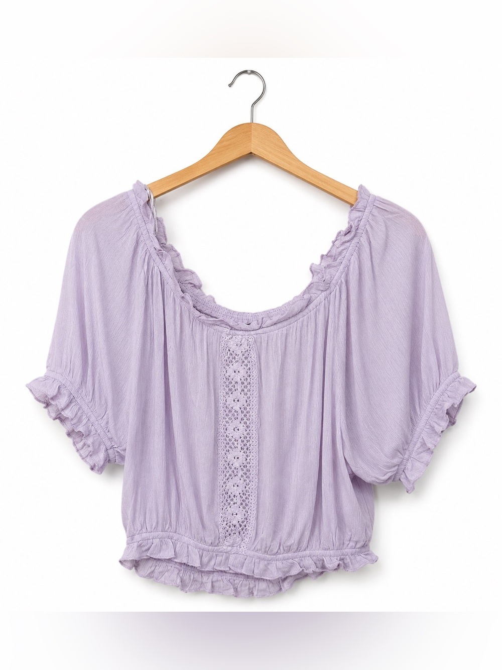 Kiwi + Punch Lavender Peasant Blouse Boho Cottagecore Puff Sleeve Top￼NWT